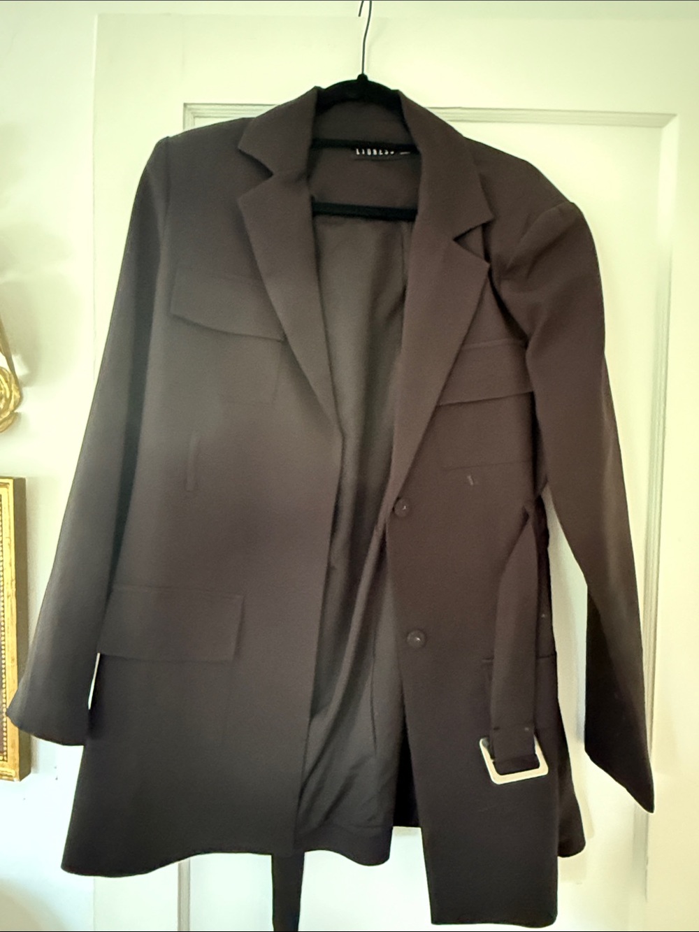Lioness Dark Brown women Blazer dress with Belt Detail